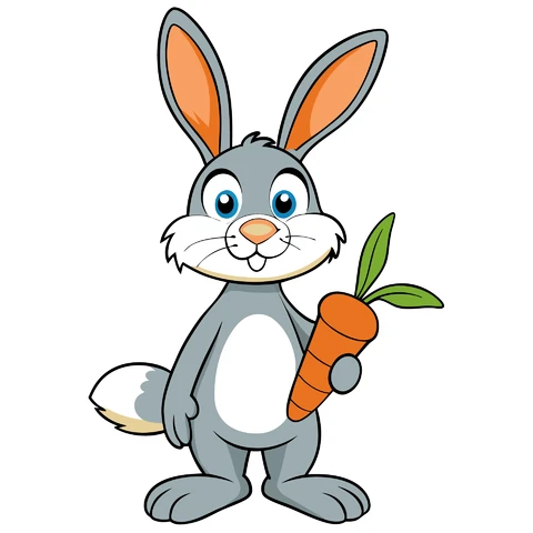 AI,JPG Cartoon Style Rabbit Holding Carrot