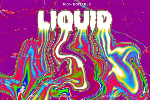 PSD Liquid Colorful Psychedelic Trip Font Style Text Effect