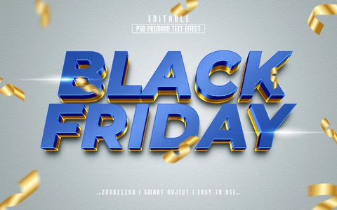 PSD Black friday fiesta azul 3d efecto de texto