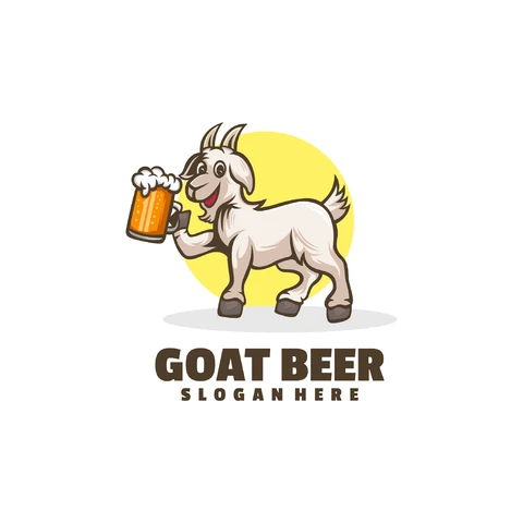 EPS,JPG Logotipo de mascote divertido para uma marca de cerveja de cabra