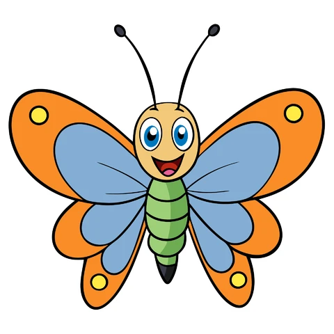 AI,JPG Cartoon Butterfly Character Design