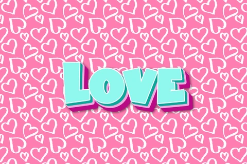 AI,EPS Amore e cuori effetto testo funky