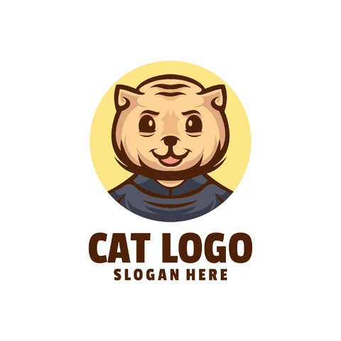 EPS,JPG Cartoon Style Cat Logo Design