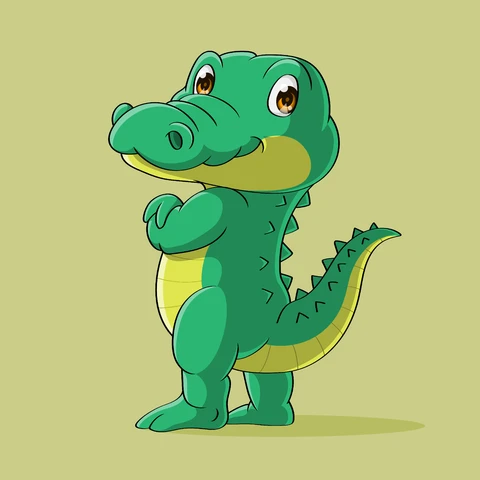 EPS,JPG Cute Cartoon Style Crocodile Illustration
