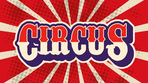 EPS,AI Efeito de estilo de texto de explosão solar de circo vintage