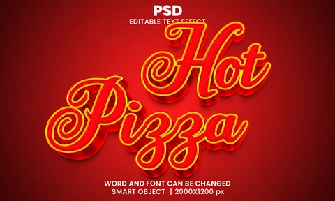 PSD Hot Pizza 3D Text Effect