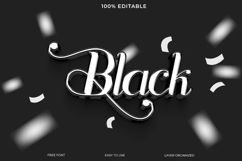 PSD Elegante efecto de texto negro
