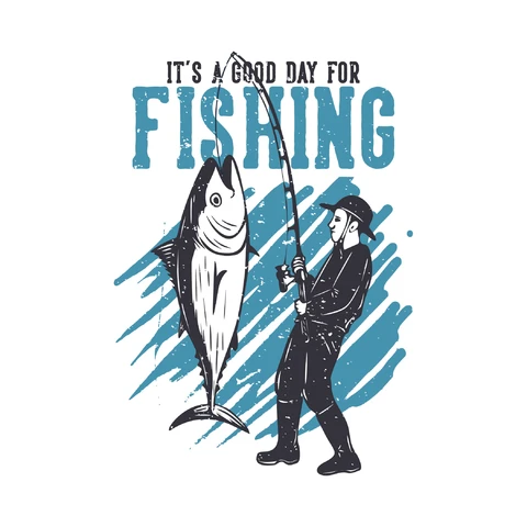 EPS,JPG Vintage Fishing Illustration with Text