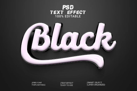PSD Negro brillante universidad 3d efecto de texto