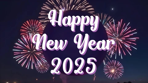 AI, EPS Fuochi d'artificio di Capodanno 2025 effetto testo