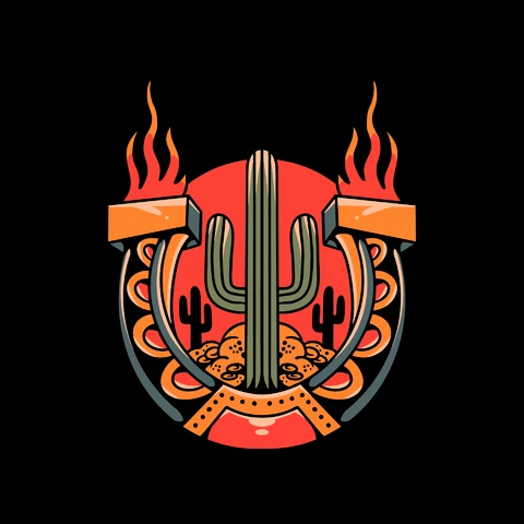 EPS,AI,JPG Vintage Cactus Design
