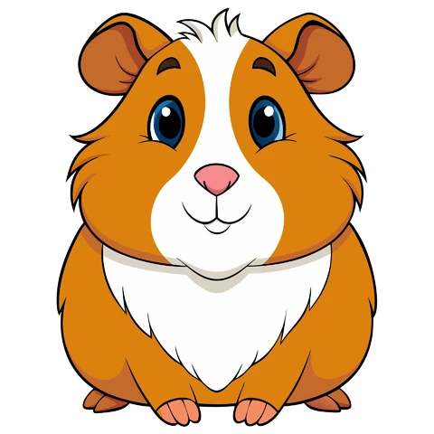 AI,JPG Cute Cartoon Style Guinea Pig Illustration