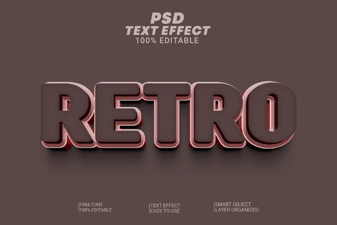 PSD Retro Brown Elegant 3D Text Effect
