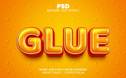 PSD Efeito de texto 3d de cola