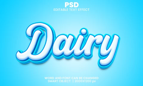 PSD Efecto texto 3d lácteos