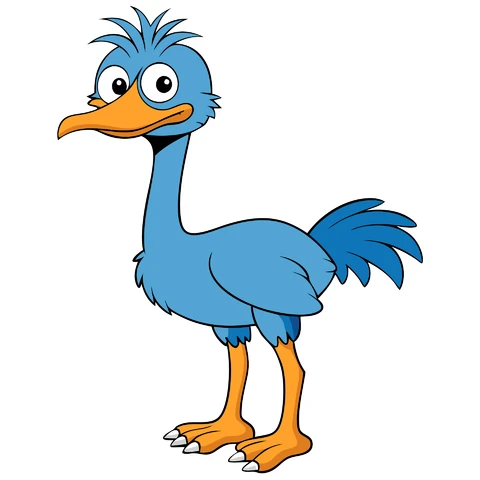AI,JPG Cartoon Style Blue Bird Character