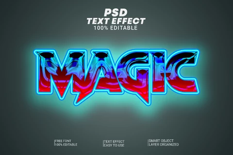PSD Magia futurista tron película brillante retro 3d efecto de texto