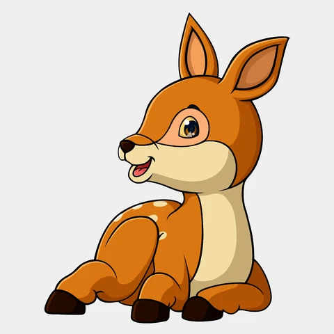 EPS,JPG Cartoon Style Cute Sitting Deer Illustration