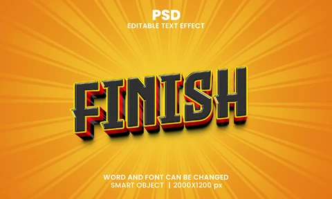 PSD Finish Black Sunny 3D Text Effect