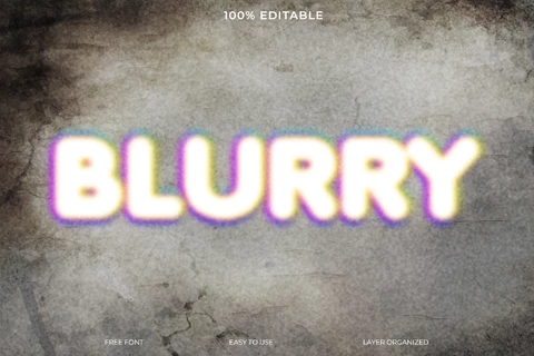 PSD Blurry Concrete VHS Glitch Font Style Text Effect