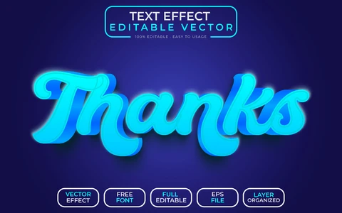 AI,EPS Efeito de texto de agradecimento