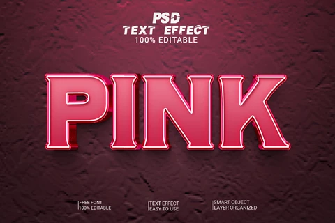 PSD Efecto de texto 3d estilo película rosa