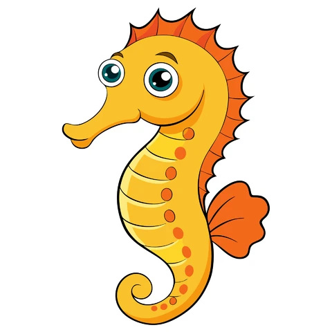 AI,JPG Cartoon Style Colorful Seahorse Illustration