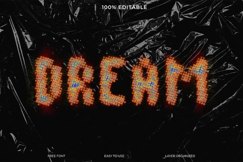 PSD Dream Acid Trash Bag Font Style Text Effect