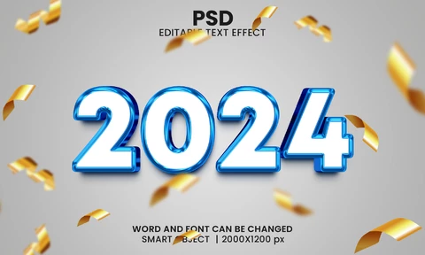 PSD 2024 Party 3D Text Effect