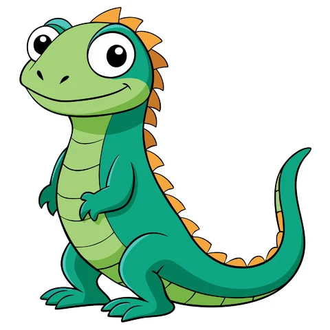 AI,JPG Cartoon Style Cute Lizard Character
