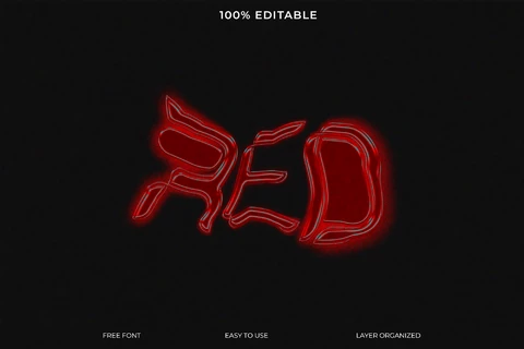 PSD Red Font Style Text Effect