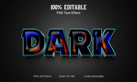 PSD Colores oscuros efecto texto 3d