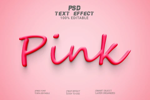 PSD Firma rosa efecto 3d estilo fuente
