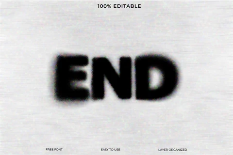 PSD End Blurred Motion VHS Font Style Text Effect