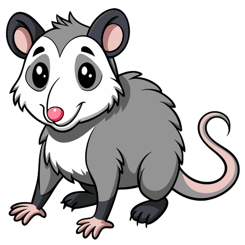 AI,JPG Estilo de dibujos animados linda zarigüeya ilustración