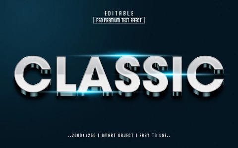 PSD Efeito de texto 3d de vidro clássico