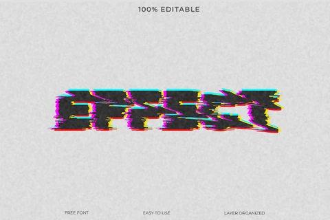 PSD Efeito de estilo de texto de falha de VHS