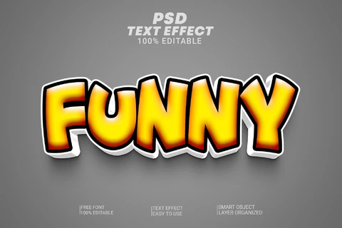 PSD Funny Cartoon Kids Comic Videogame Adventure Yellow 3D Text Effect