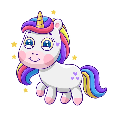 EPS,JPG Colorful Cartoon Unicorn Illustration