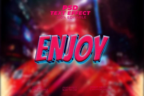 PSD Curta o efeito de texto em 3D de metal azul e vermelho do filme de ação em quadrinhos