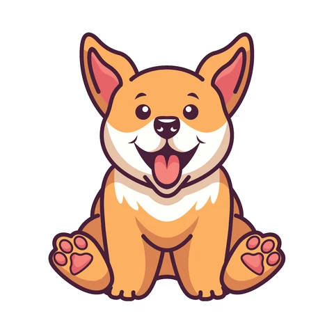 EPS,JPG Cute Cartoon Corgi Character Illustration