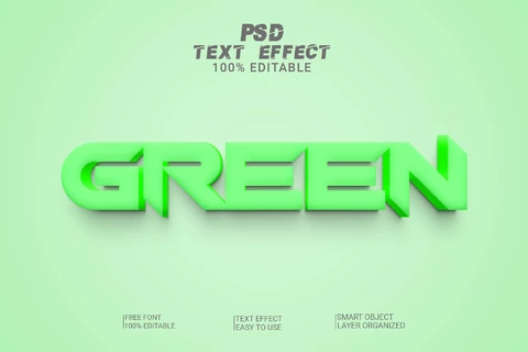 PSD Verde monocromático afilar letras efecto de estilo de fuente