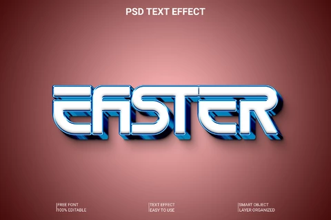 PSD Pascua futurista 3d estilo de fuente efecto