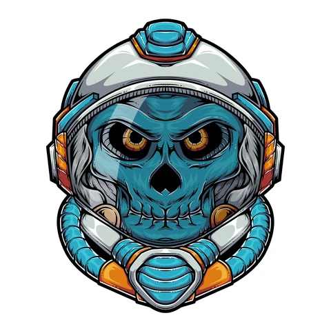 EPS,JPG Space Skull Illustration with Retro Style