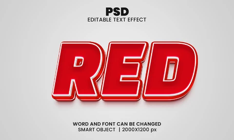 PSD Efecto de texto 3d rojo simple