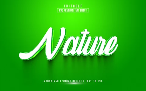 PSD Nature Green Cursive 3D Text Effect