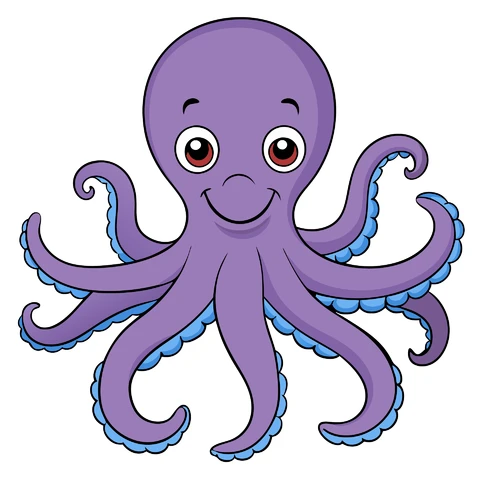 AI,JPG Cartoon Style Purple Octopus Illustration