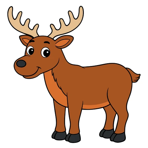AI,JPG Cartoon Style Moose Illustration