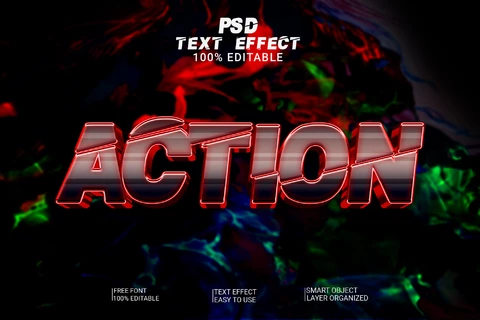 PSD Action Movie Alien Videogame 3D Text Effect