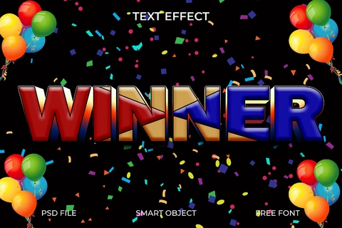 PSD Celebratory 3D Text Effect for Winners